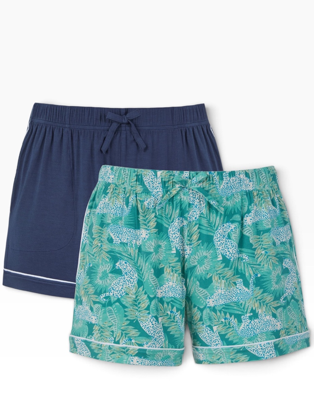Room Service Women’s 2-Pack Lounge Shorts Navy & Teal Print Size XL NWT